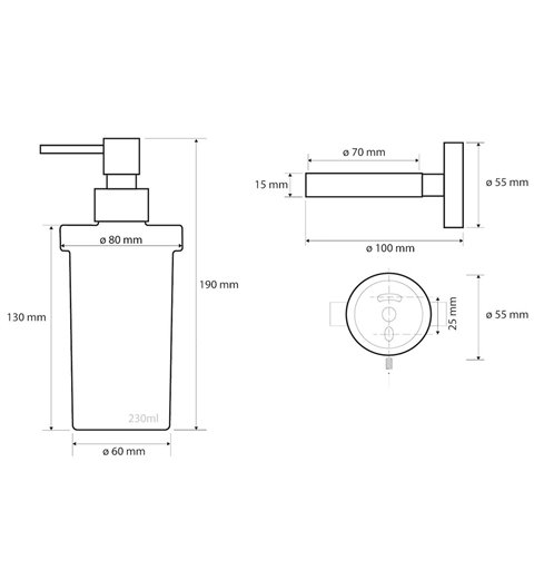 Sapho X-STEEL dávkovač tekutého mydla 250ml, brúsená nerez 104109016 XS101