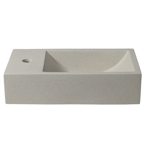 Sapho CREST L betónové umývadlo vrátane výpusti, 40x22 cm, biely pieskovec AR410