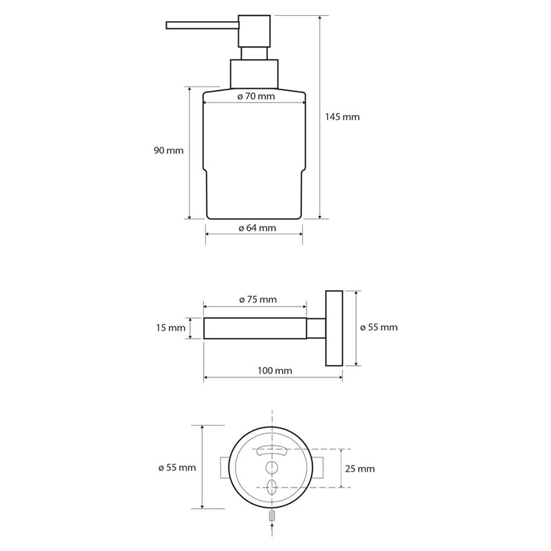Sapho X-ROUND  dávkovač tekutého mydla MINI 200ml, chróm 104109102 XR103