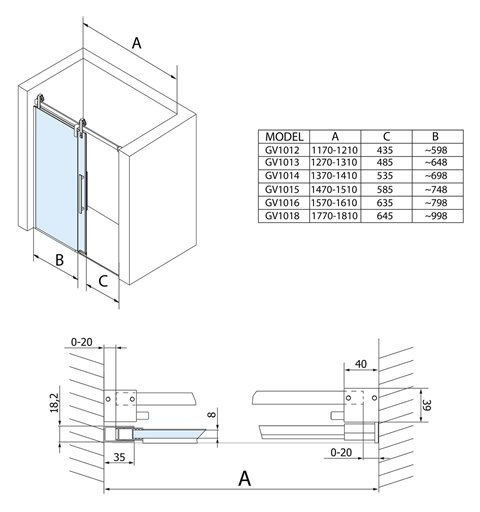 Gelco VOLCANO sprchové dvere 1200 mm, číre sklo GV1012