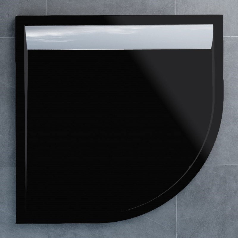 SanSwiss ILA sprchová vanička,čtvrtkruh R550 100x100x3,5 cm, černý granit-kryt aluchrom, 1000//35 WIR5510050154