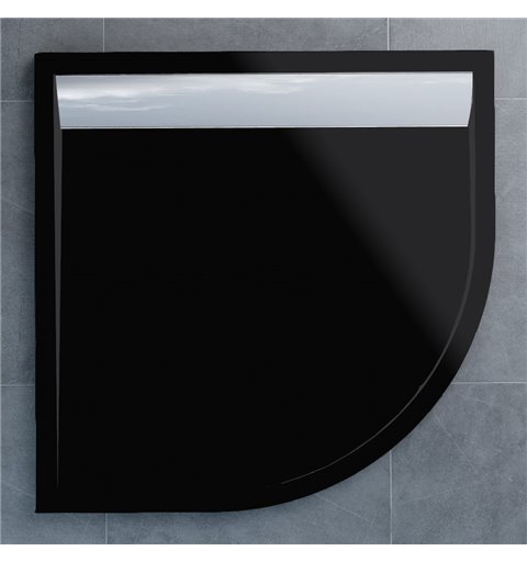 SanSwiss ILA sprchová vanička,čtvrtkruh R550 100x100x3,5 cm, černý granit-kryt aluchrom, 1000//35 WIR5510050154