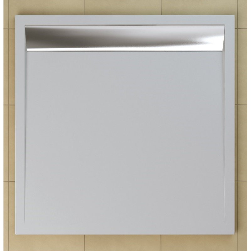 SanSwiss ILA sprchová vanička,čtverec 100x100x3,5 cm, bílá-kryt aluchrom, 1000//35 WIQ1005004