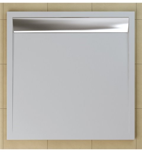 SanSwiss ILA sprchová vanička,čtverec 100x100x3,5 cm, bílá-kryt aluchrom, 1000//35 WIQ1005004