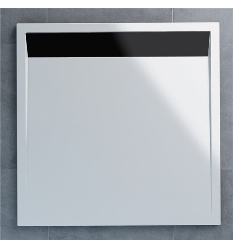 SanSwiss ILA sprchová vanička,čtverec 100x100x3,5 cm, bílá-kryt černý matný, 1000//35 WIQ1000604
