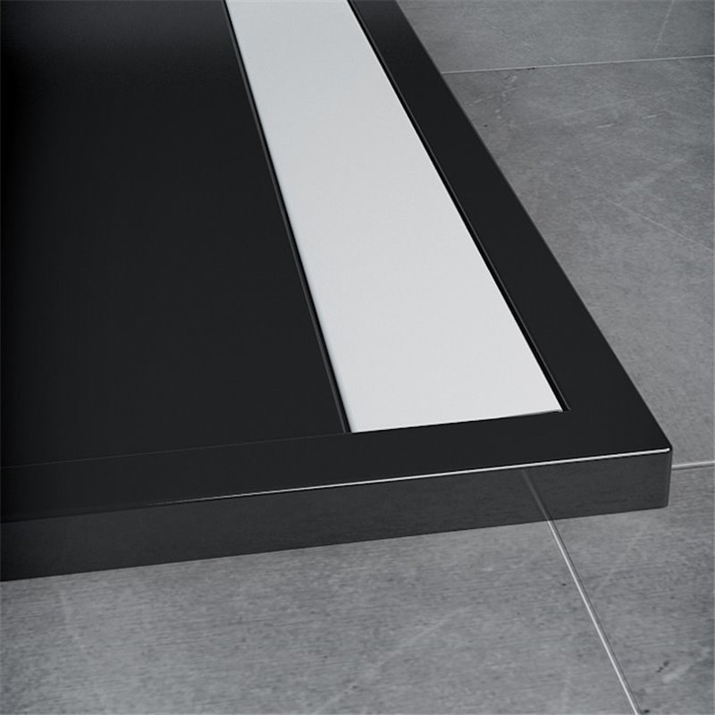 SanSwiss ILA sprchová vanička,čtverec 100x100x3,5 cm, černý granit-kryt bílý, 1000//35 WIQ10004154