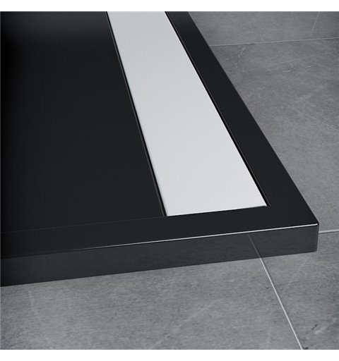 SanSwiss ILA sprchová vanička,čtverec 100x100x3,5 cm, černý granit-kryt bílý, 1000//35 WIQ10004154