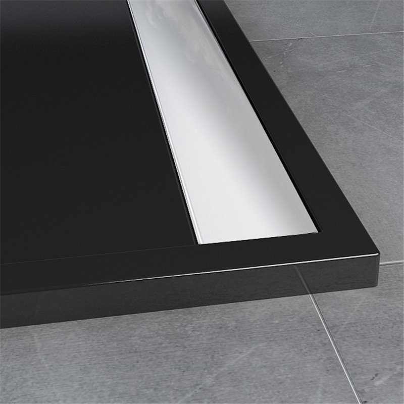 SanSwiss ILA sprchová vanička,čtverec 100x100x3,5 cm, černý granit-kryt aluchrom, 1000//35 WIQ10050154