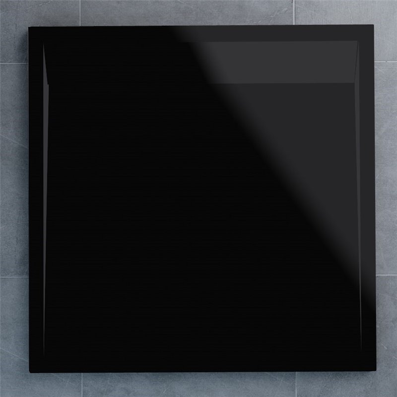 SanSwiss ILA sprchová vanička,čtverec 100x100x3,5 cm, černý granit-kryt černý matný, 1000//35 WIQ10006154
