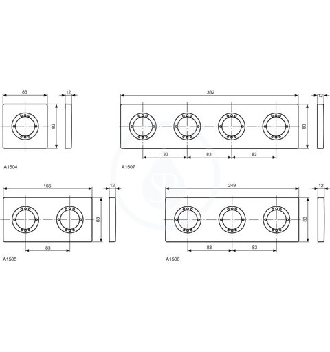 IDEAL STANDARD - Archimodule 2-otvorová rozeta 100 x 183 mm, chrom (A963725AA)