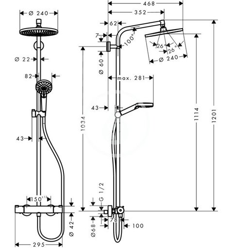 HANSGROHE - Crometta Sprchová souprava S 240 Showerpipe, chrom (27267000)