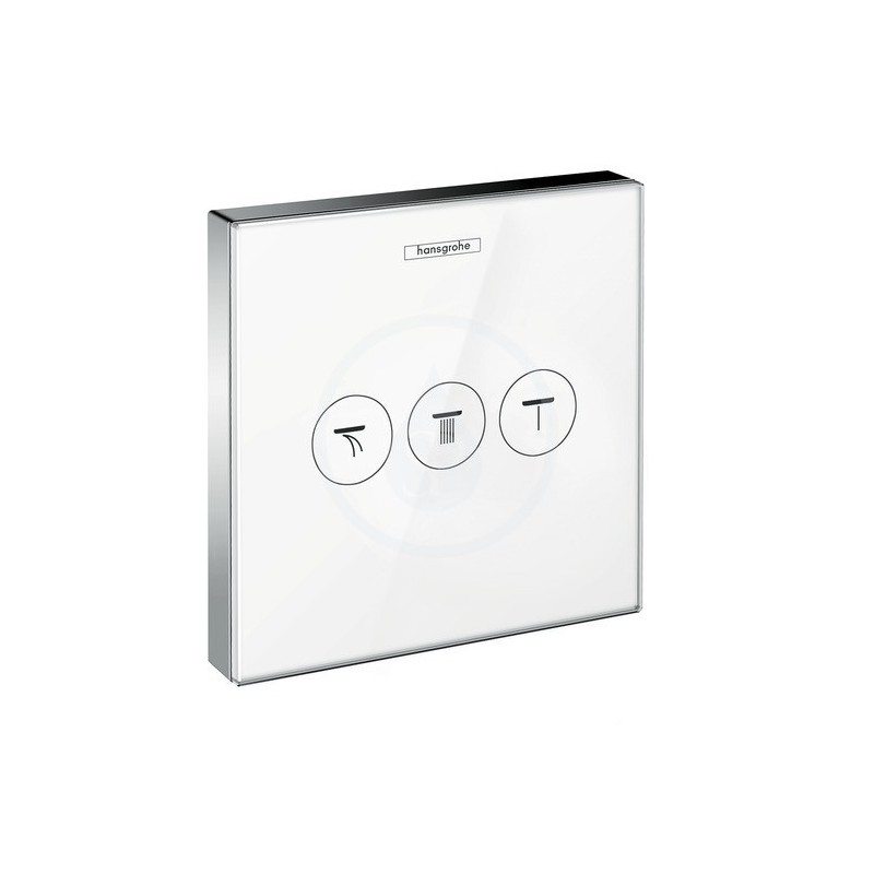 HANSGROHE - Shower Select Glass, uzavírací a přepínací ventil pro 3 spotřebiče, bílá/chrom (15736400)