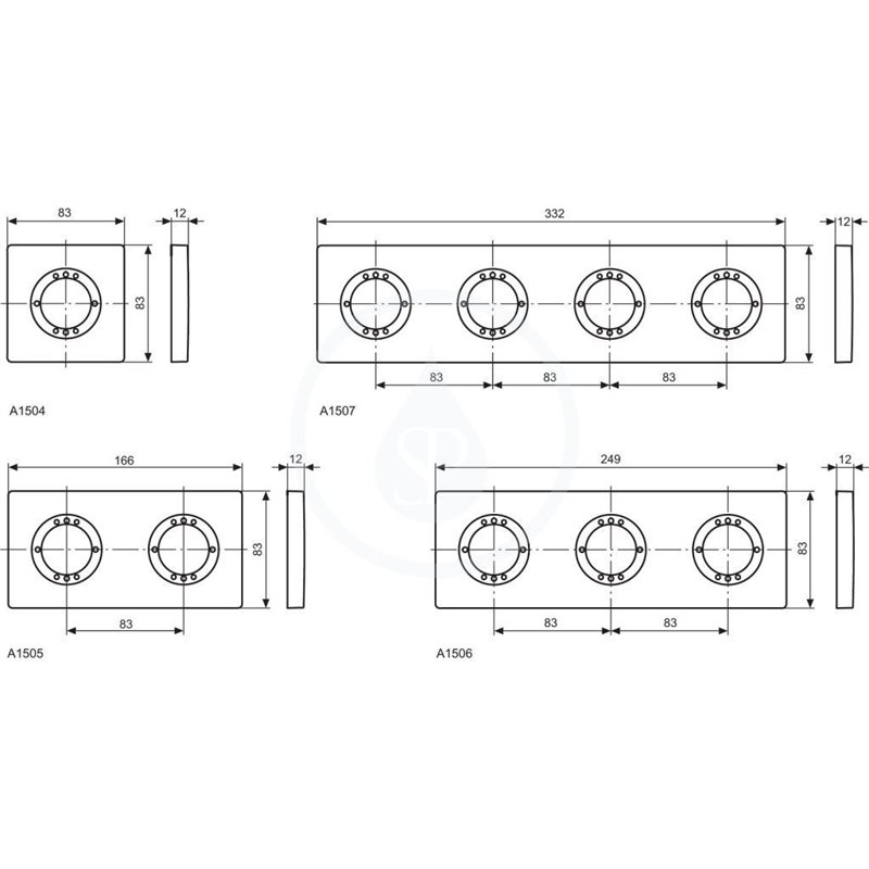 IDEAL STANDARD - Archimodule 3-otvorová rozeta 100 x 266 mm, chrom (A963732AA)