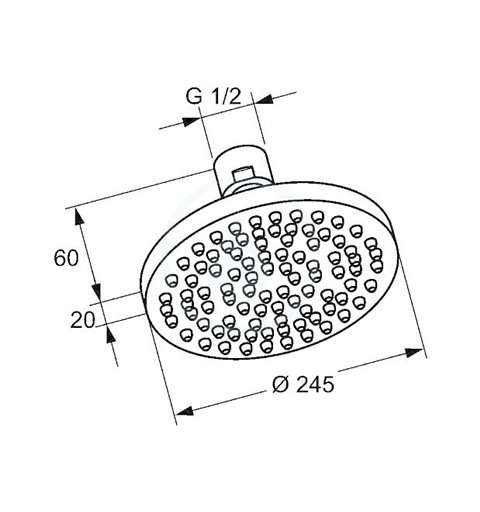 Kludi A-Qa Tanierová horná sprcha, priemer 250 mm, chróm (6652105-00)