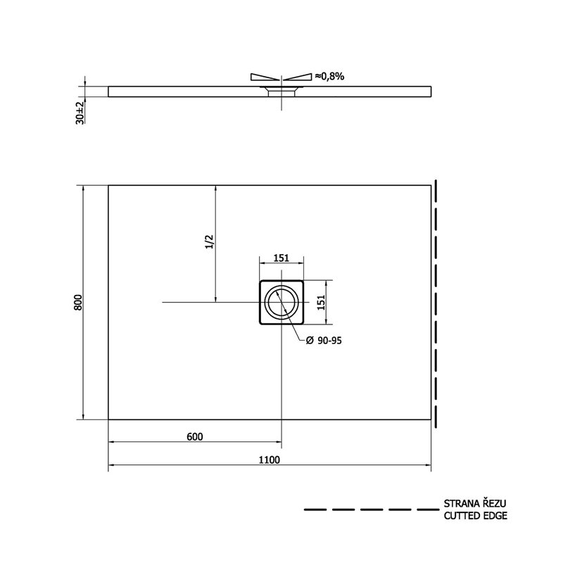 Polysan FLEXIA podlaha z liateho mramoru s možnosťou úpravy rozmeru 110x80x3cm 72924