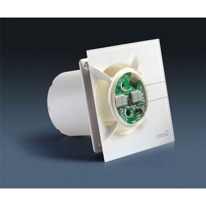 Cata E-100 GTH kúpeľňový ventilátor axiálny s automatom, 4W/8W, potrubie 100mm, biela 00900200