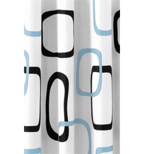 AQUALINE Sprchový záves 180x200cm, polyester, biela/čierna/béžová ZP004