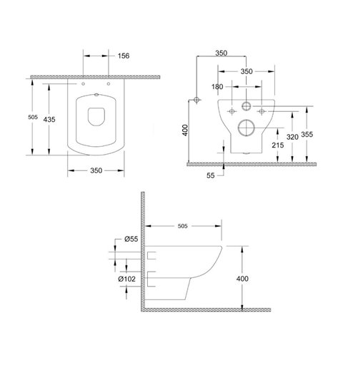 AQUALINE SOLUZIONE WC závesné 35x50, 5cm s bidetovou sprškou 10SZ02002 DL