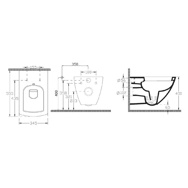 Isvea PURITY WC závesné 35x55,5cm s bidetovou sprškou (10PL02001-DL) 10PL02007-DL