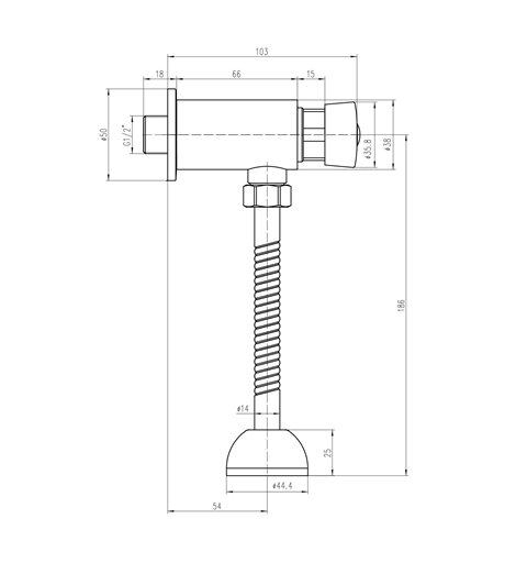 AQUALINE Samouzatvárací pisoárový ventil, chróm ZY12022