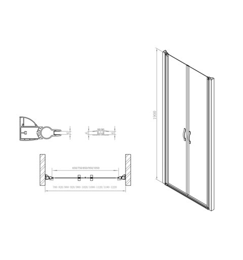 Gelco ONE sprchové dvere dvojkrídlové do niky 980-1020 mm, číre sklo 6 mm GO2810