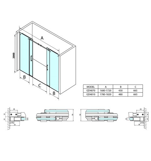 Gelco DRAGON sprchové dvere 1700mm, číre sklo GD4870