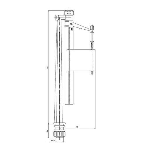 AQUALINE Napúšťací ventil spodný 3/8 ONSP100