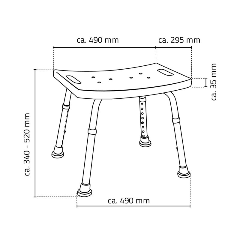 Ridder Kúpeľňová stolička, nastavitelná výška, biela A00601101