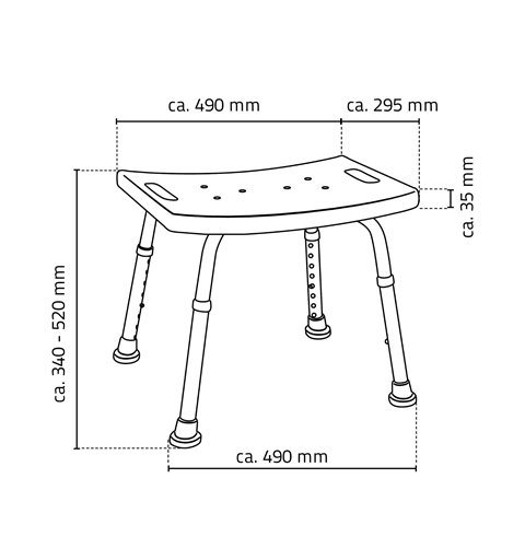 Ridder Kúpeľňová stolička, nastavitelná výška, biela A00601101
