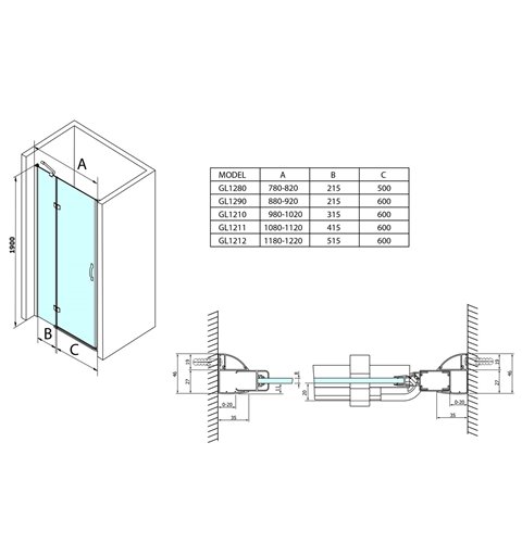 Gelco LEGRO sprchové dvere do niky 1000mm, číre sklo GL1210