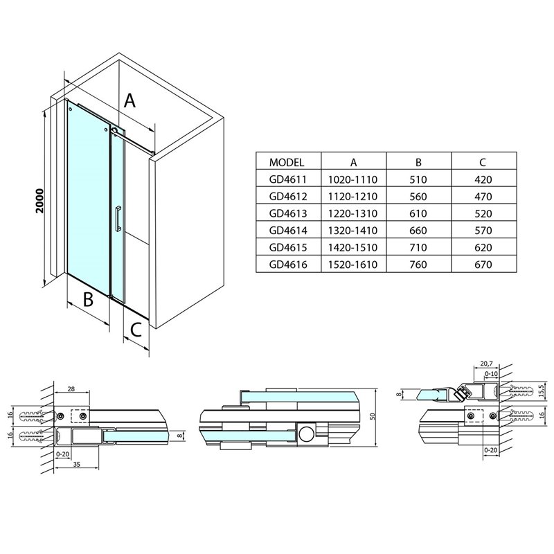 Gelco DRAGON sprchové dvere 1200mm, číre sklo GD4612