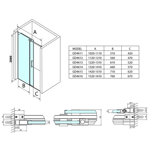 Gelco DRAGON sprchové dvere 1200mm, číre sklo GD4612