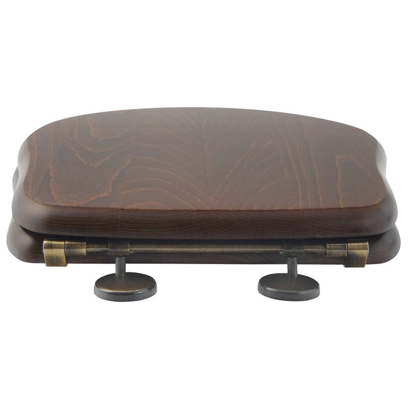 Kerasan RETRO WC sedátko, dřevo masiv, orech/bronz 109340