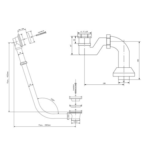 Polysan RETRO vaňová súprava pre vonkajšiu inštaláciu, retiazka, vr. sifónu, bronz 71690