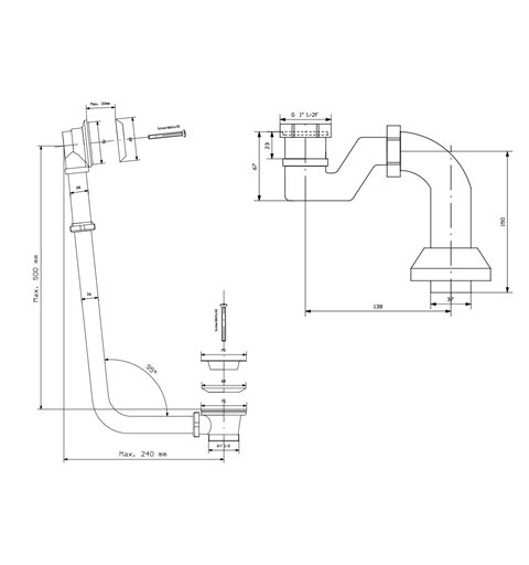 Polysan CHARLESTON vaňová súprava pre vonkajšiu inštaláciu, retiazka, vr. sifónu, bronz 71688