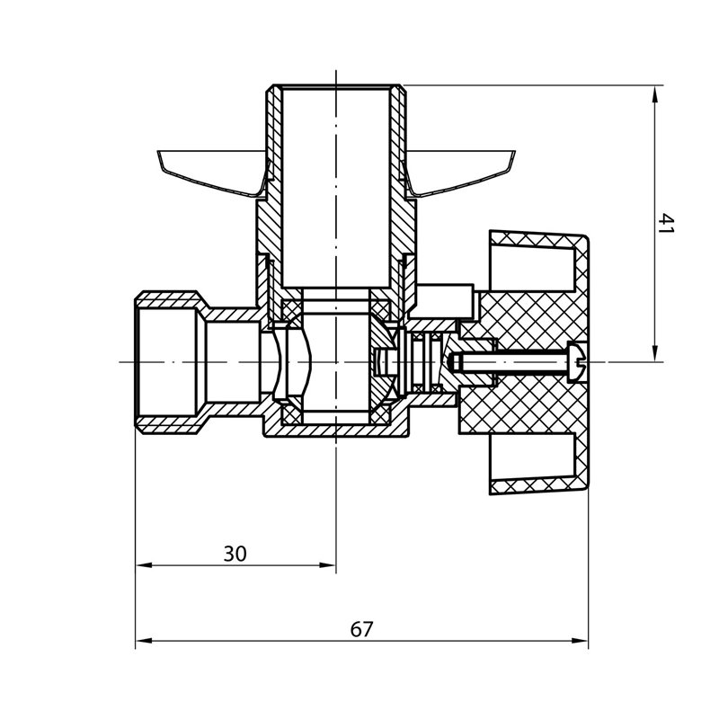AQUALINE Pračkový guľový ventil so spätným ventilom 3/4"x1/2" - L, chróm 5310