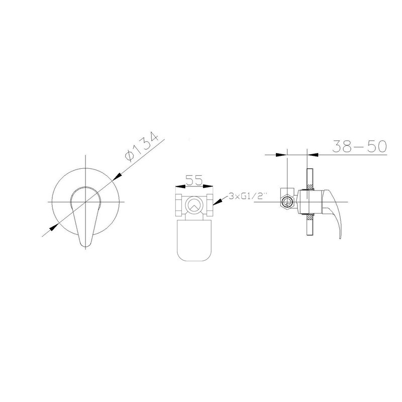 AQUALINE KASIOPEA podomietková sprchová batéria, 1 výstup, chróm 1107-41