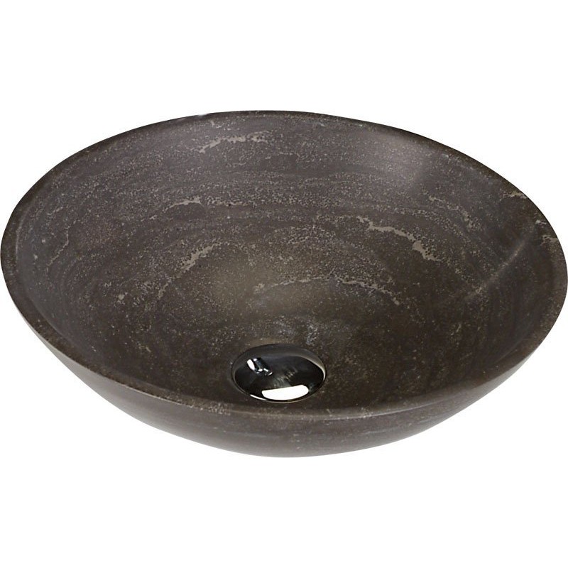 Sapho BLOK 1 kamenné umývadlo priemer 40cm, matný tmavý kameň 2401-02
