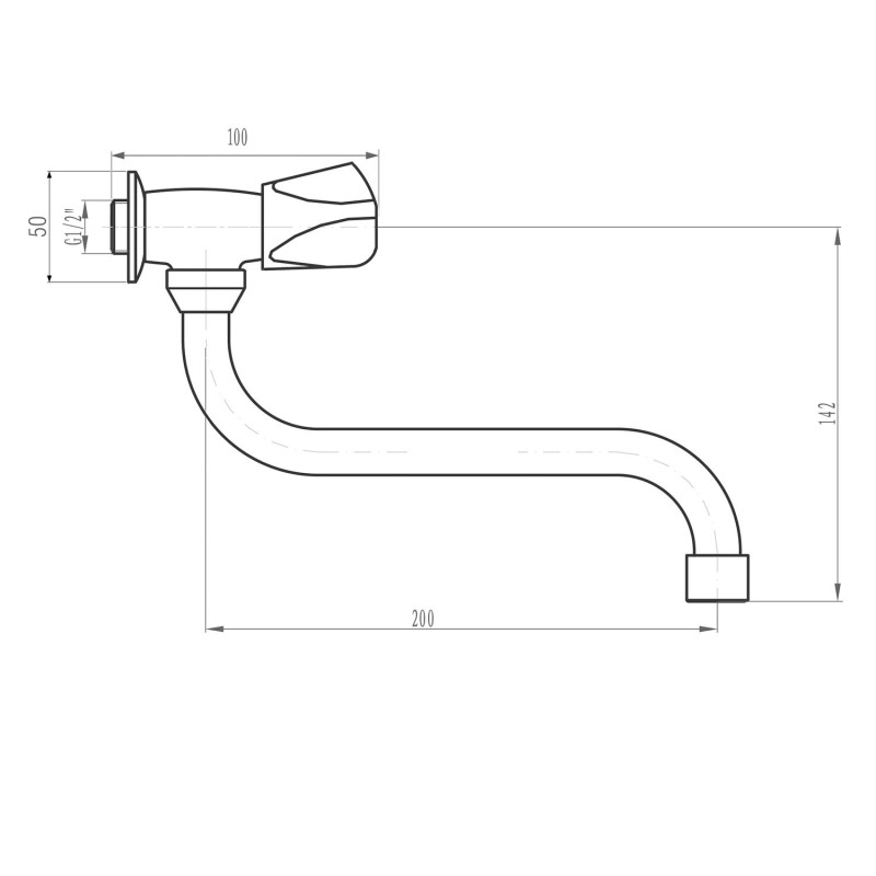 AQUALINE Nástenný ventil 1/2´´, otočná hubica, chróm ZY1812