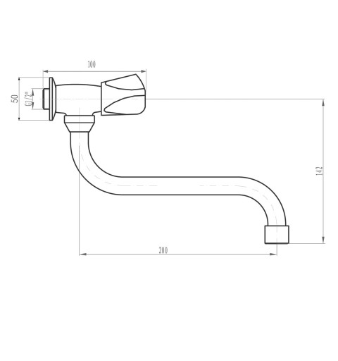 AQUALINE Nástenný ventil 1/2´´, otočná hubica, chróm ZY1812