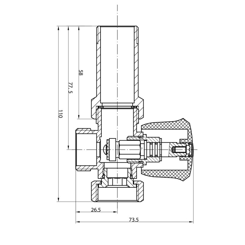AQUALINE Pračkový ventil pred nástennú batériu so spätným ventilom 3/4"x3/4", chróm 5315