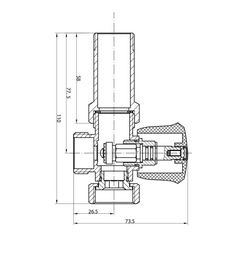 AQUALINE Pračkový ventil pred nástennú batériu so spätným ventilom 3/4"x3/4", chróm 5315