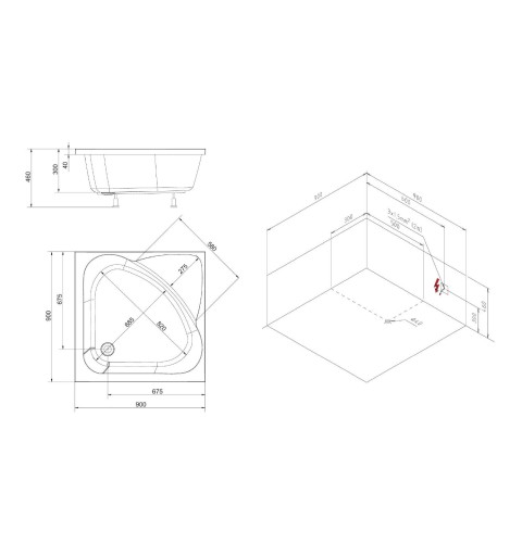 Polysan CARMEN sprchová vanička štvorcová 90x90x30cm, hlboká, biela s konštrukciou 29711