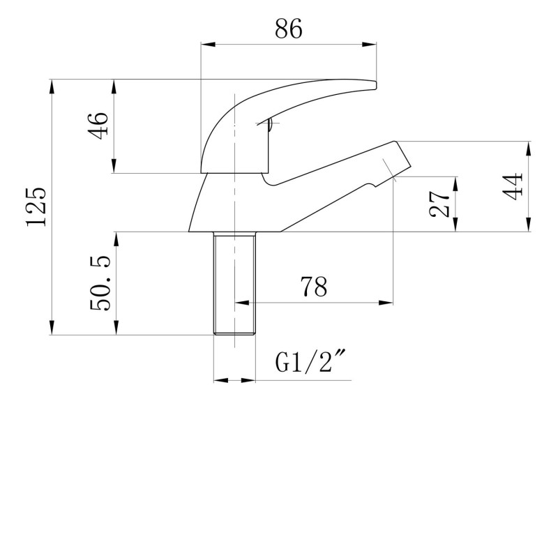 AQUALINE Stojánkový pákový ventil 1/2´´, 79,5 mm, chróm ZY12034