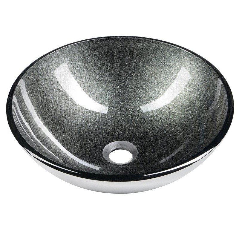 Sapho SKIN sklenené umývadlo priemer 42 cm, metalické šedá 2501-16