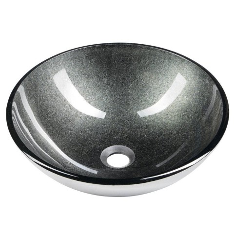 Sapho SKIN sklenené umývadlo priemer 42 cm, metalické šedá 2501-16