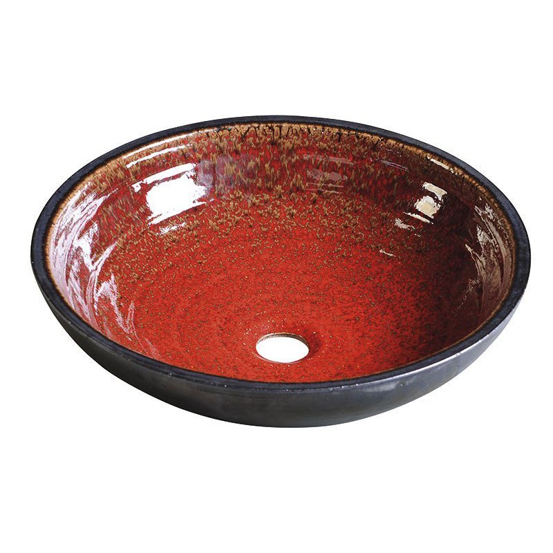 Sapho ATTILA keramické umývadlo, priemer 42,5cm, farba paradajková /petrol DK007