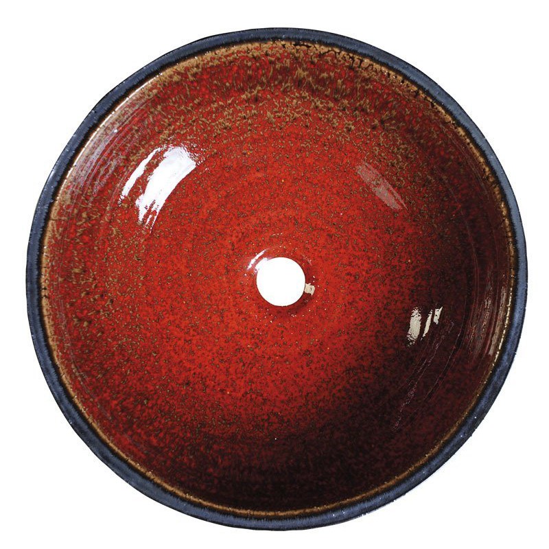 Sapho ATTILA keramické umývadlo, priemer 42,5cm, farba paradajková /petrol DK007