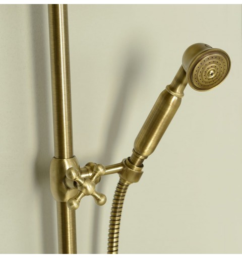 Reitano Rubinetteria ANTEA sprchový stĺp k napojeniu na batériu, hlavová a ručná sprcha, bronz SET036