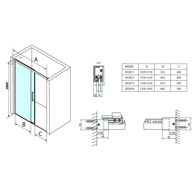 Gelco FONDURA sprchové dvere 1200mm, číre sklo GF5012